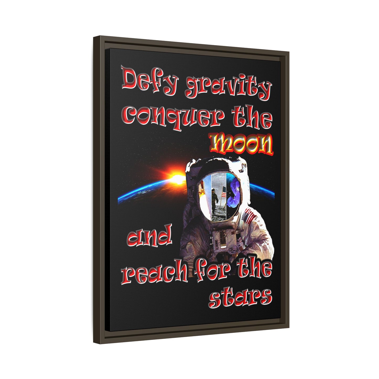 defy conquer reach - framed canvas art (black)