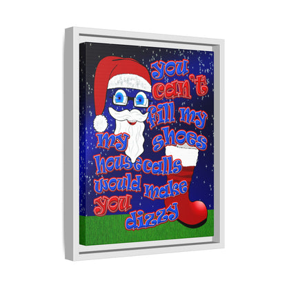 santa's shoes - framed canvas art ('snoops' background)