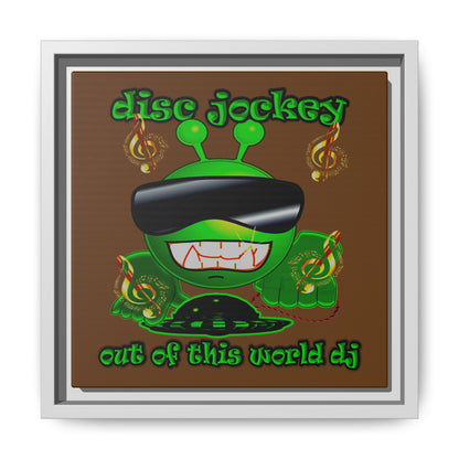 disc jockey - framed canvas art (brown)