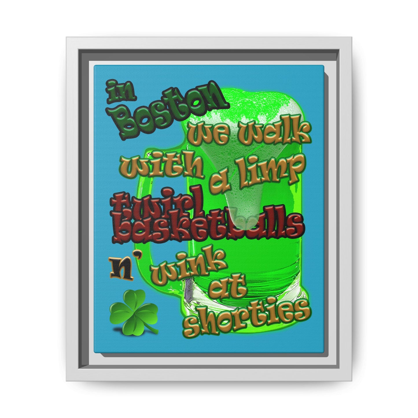 celtics logo - framed canvas art (turquoise)