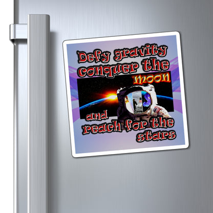 defy conquer reach - Magnets - (light blue-pink wave)
