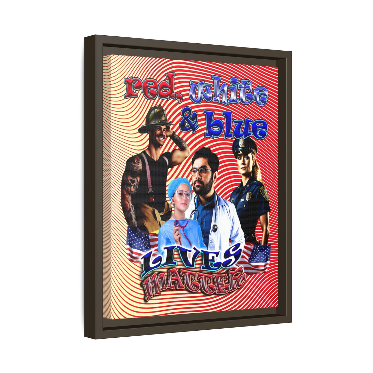 rw&b lives matter - framed canvas art (yellow-orange wave)