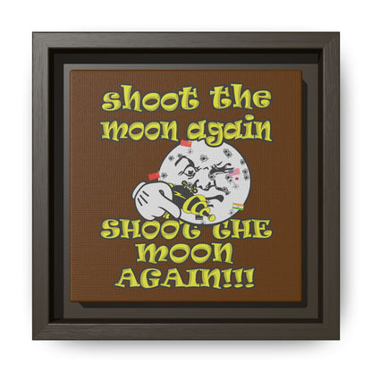 shoot the moon again - framed canvas art (brown)
