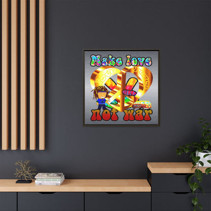 love peace - framed canvas art (brushed nickel)