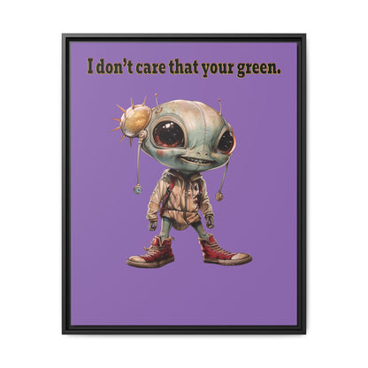 I don't care that your green - framed canvas art (light purple)
