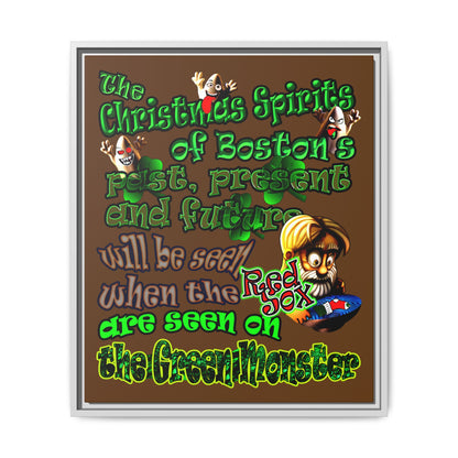 christmas spirits of boston - framed canvas art (brown)