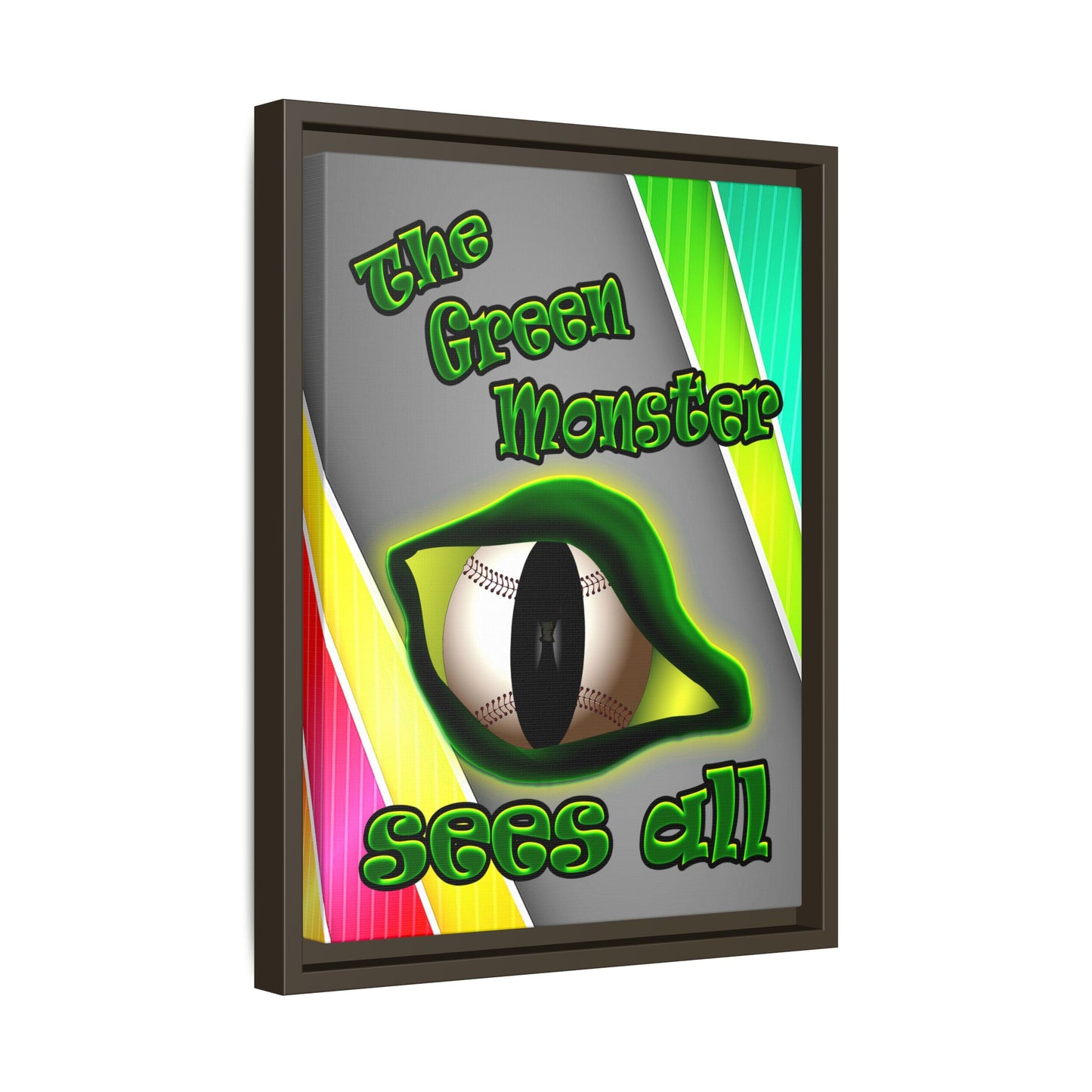 green monster - framed canvas art (rainbow split)