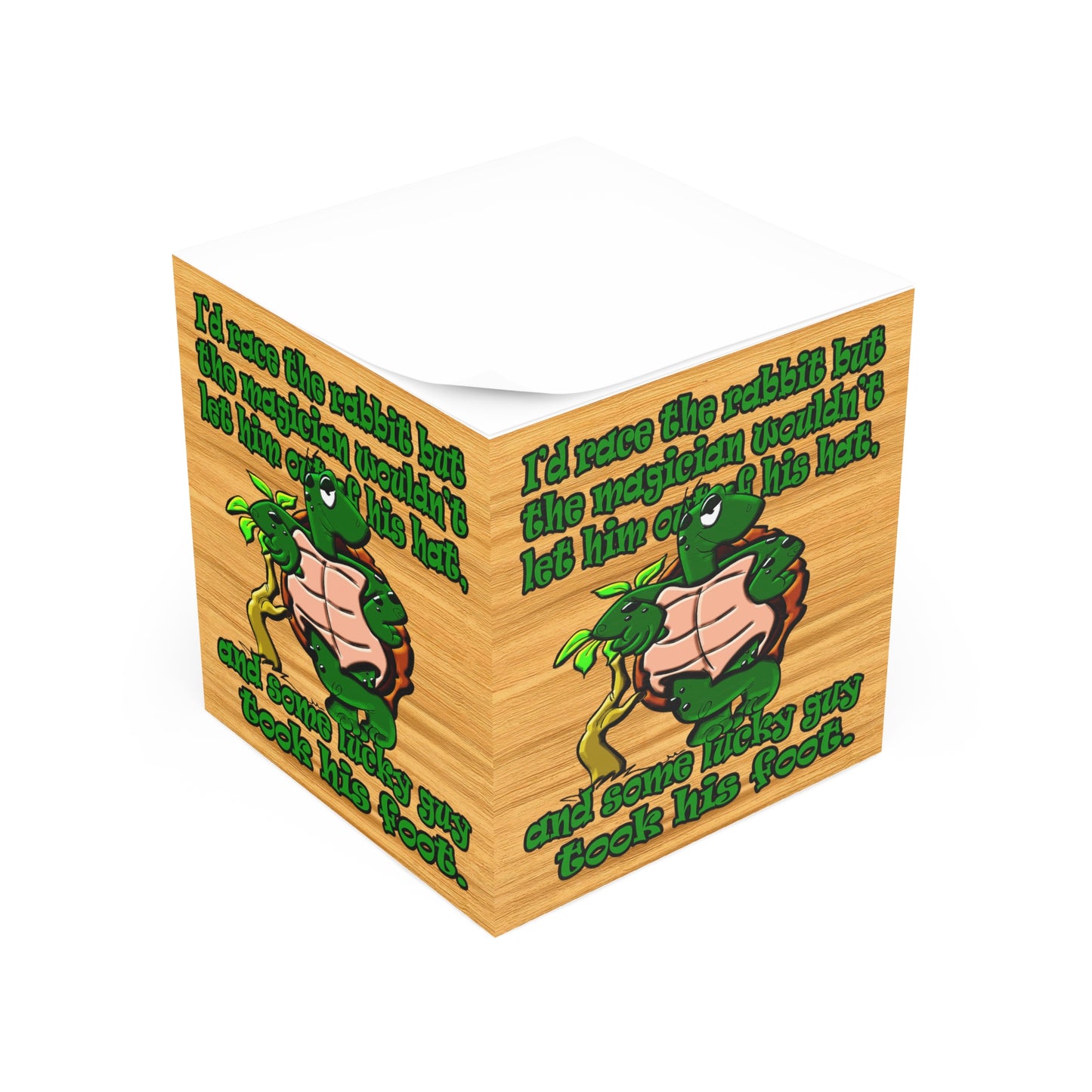 turtle race - note cube (butterscotch wood finish)