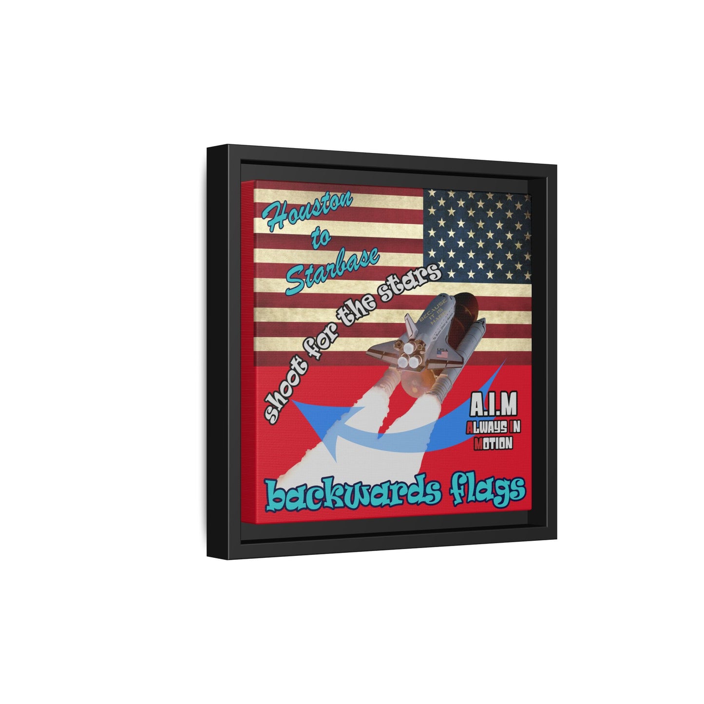 shoot for the stars - framed canvas art (dark red)