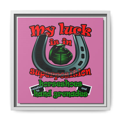 my luck - framed canvas art (light pink)