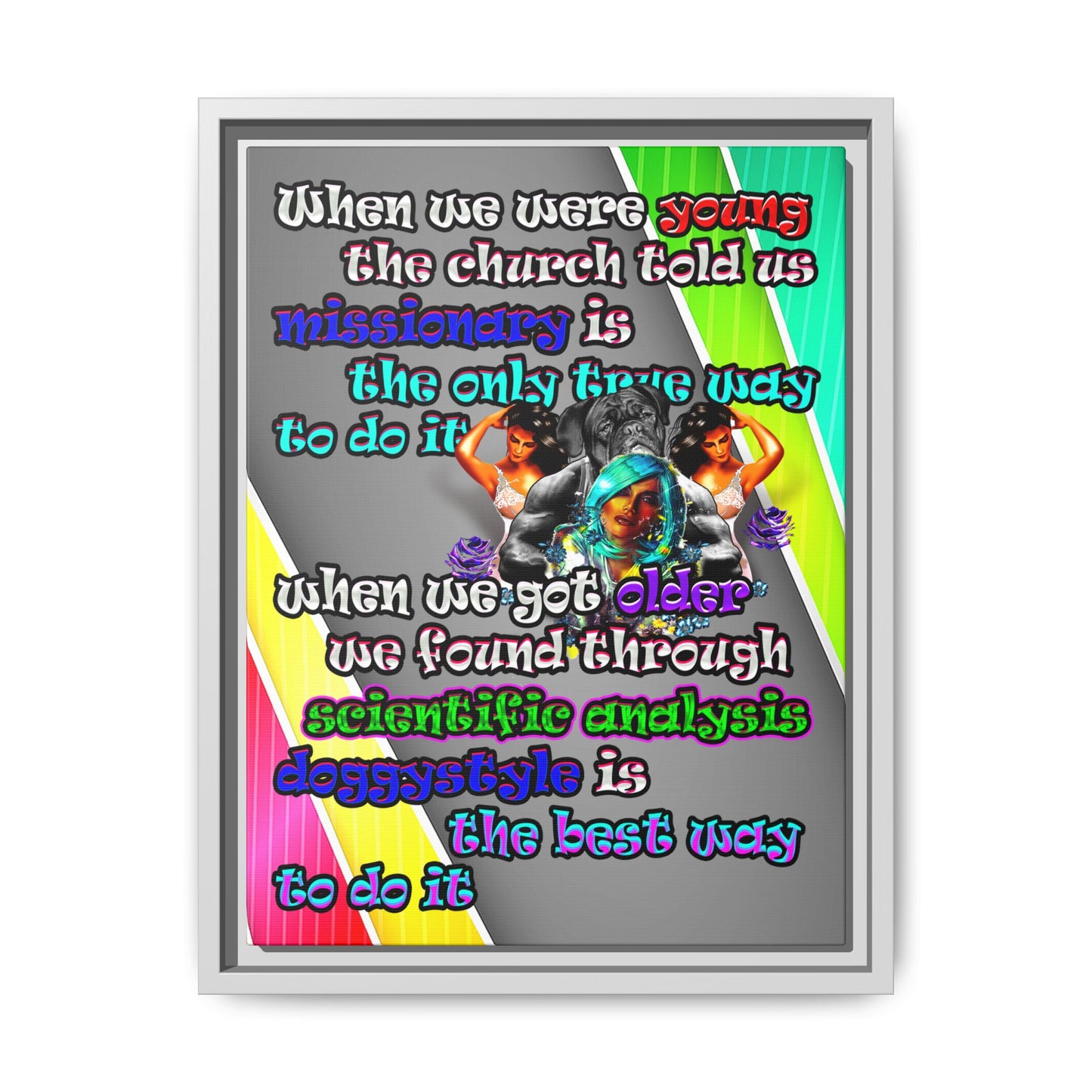 doggystyle - framed canvas art (rainbow split)