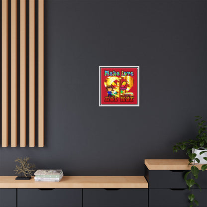 love peace - framed canvas art (dark red)