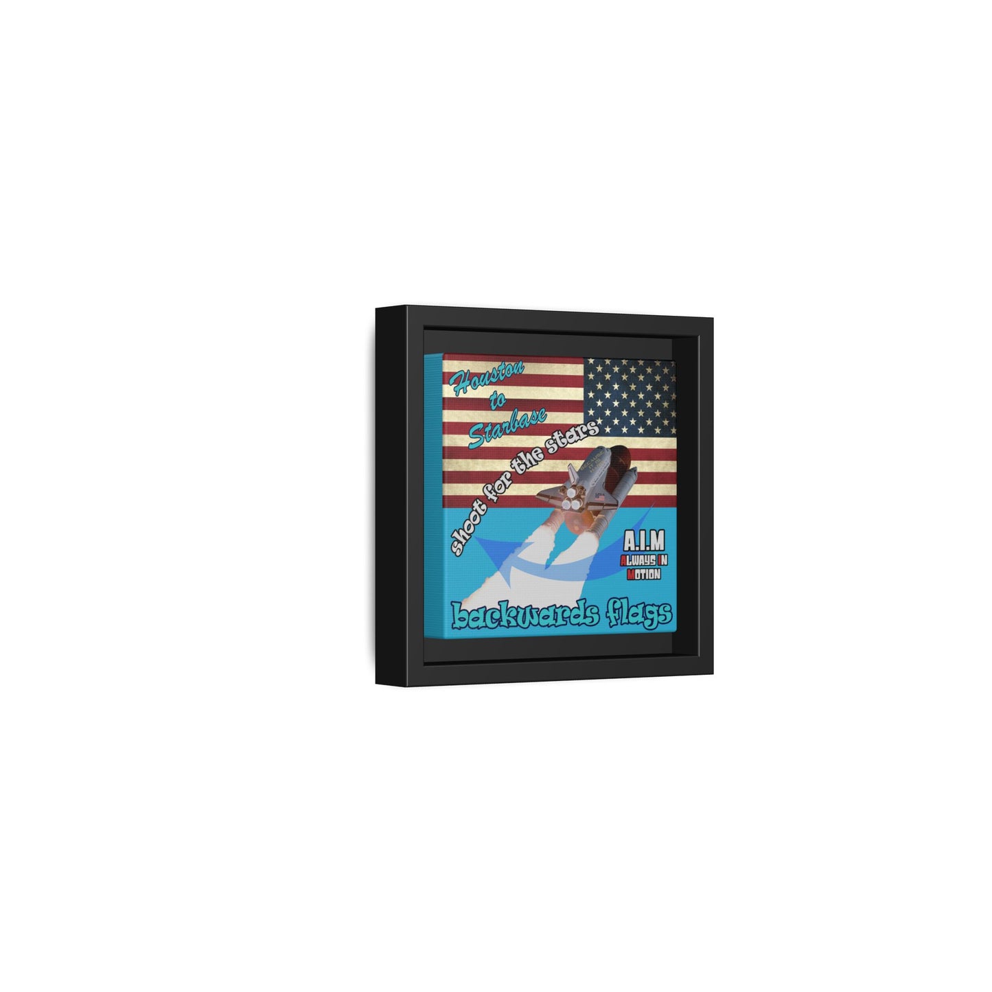shoot for the stars - framed canvas art (turquoise)
