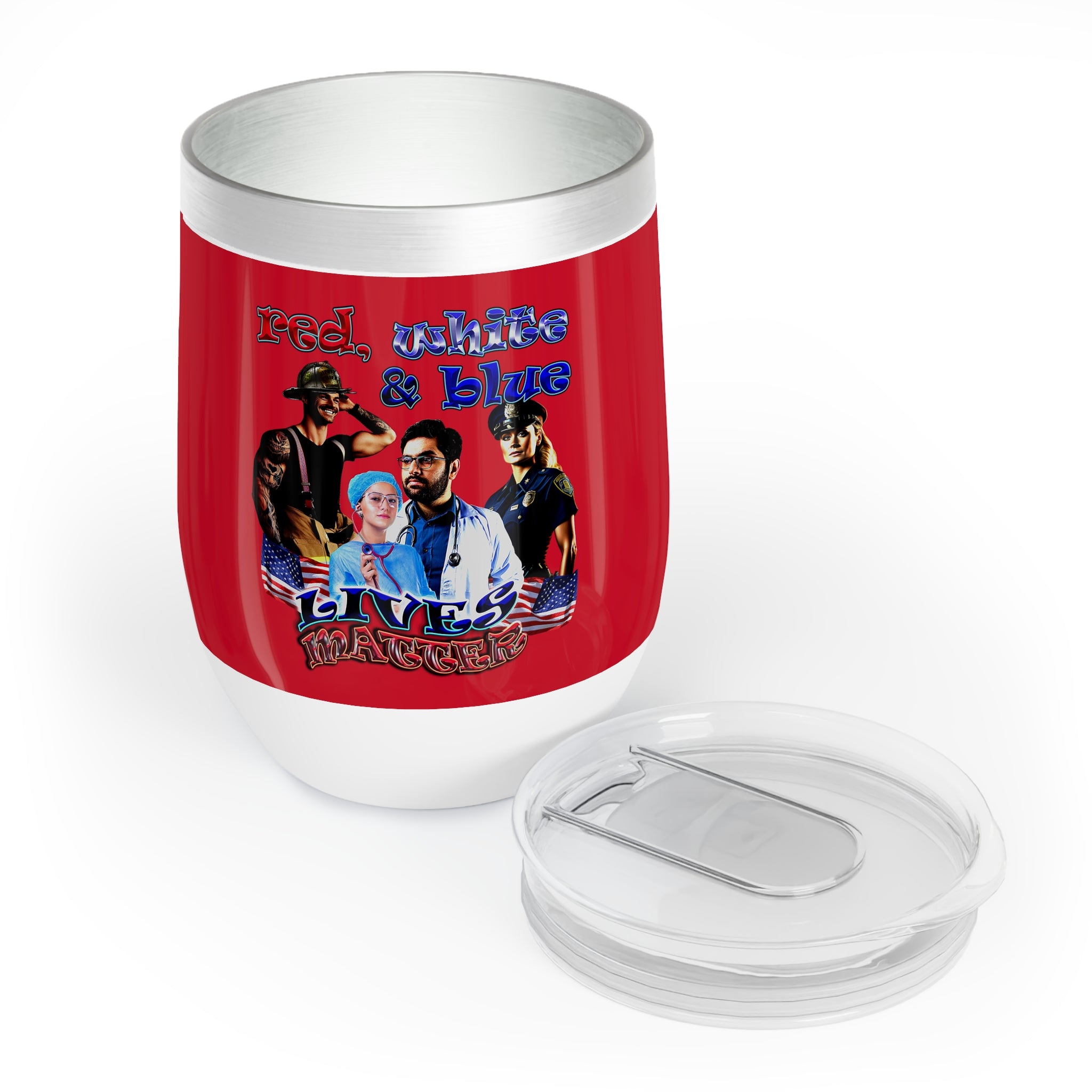 rw&b lives matter - Chill Wine Tumbler (dark red)
