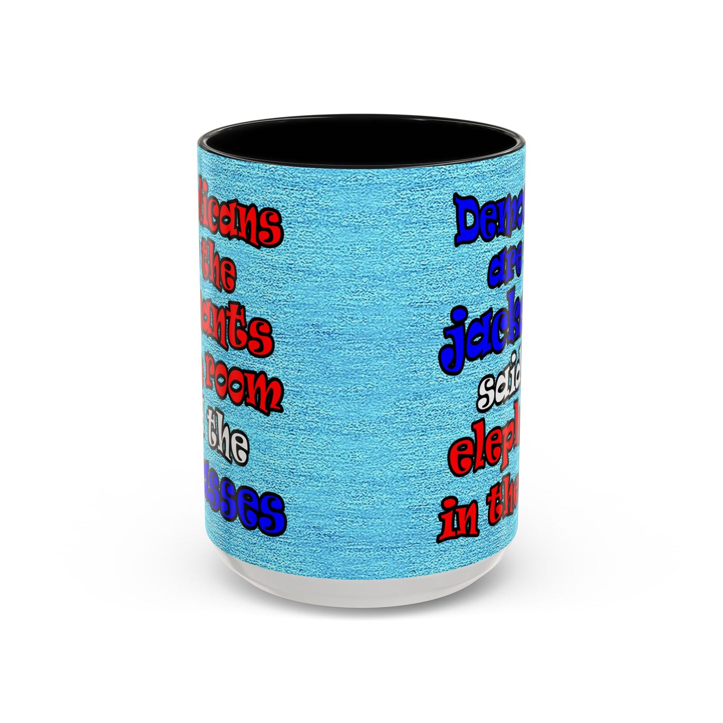 donkeys and elephants - Accent Mug (faded blue)