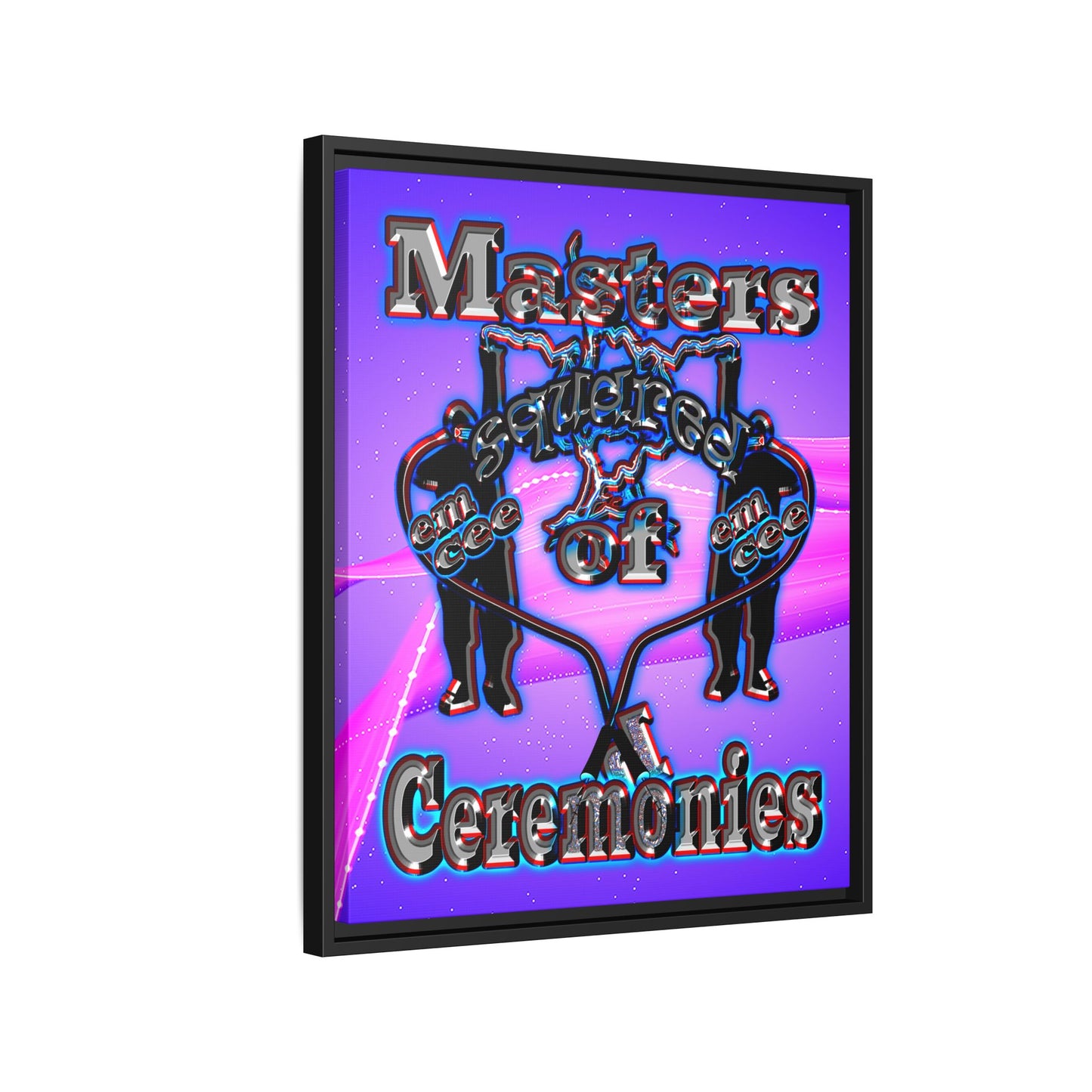 em cee squared - framed canvas art (purple-pink wave)