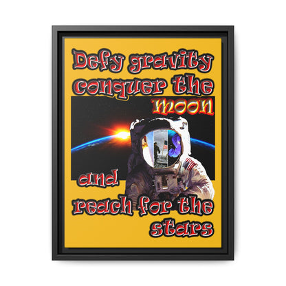 defy conquer reach - framed canvas art (yellow)