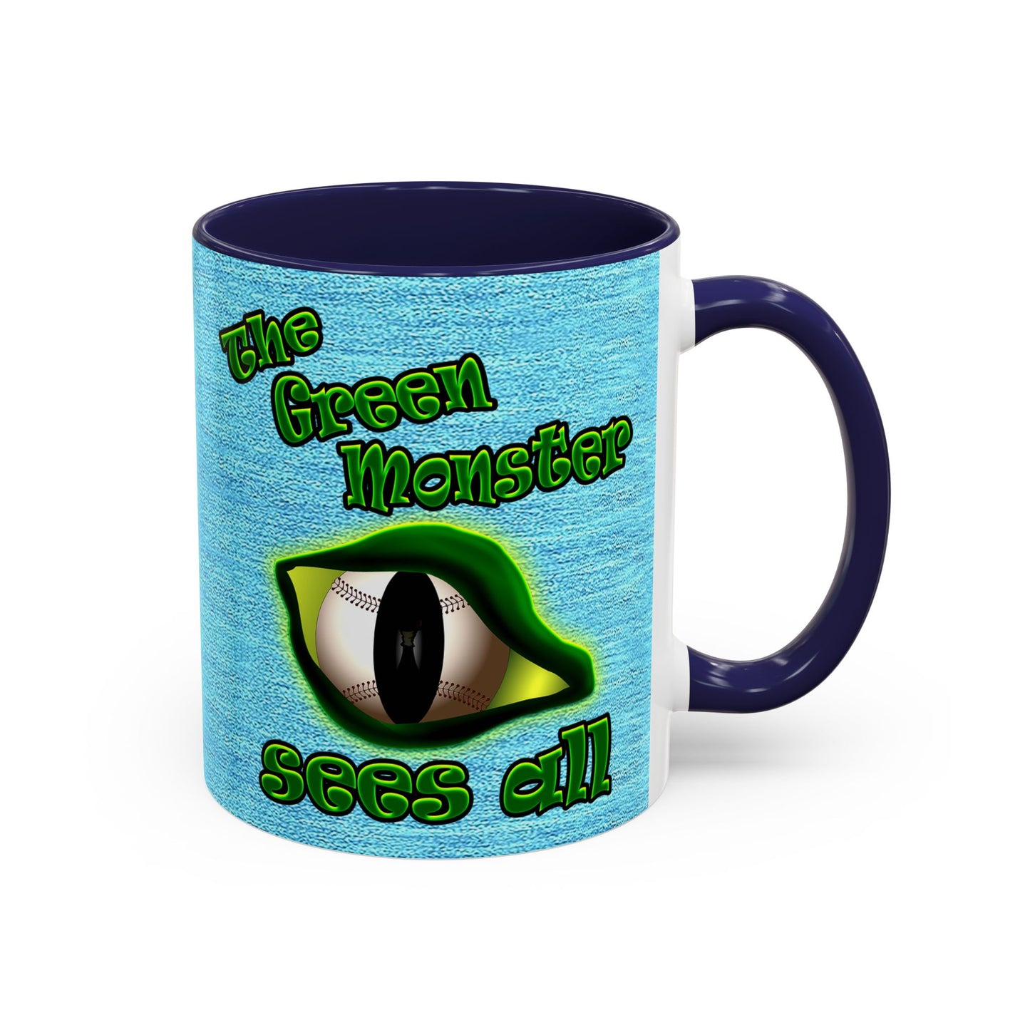 green monster - Accent Mug (faded blue)