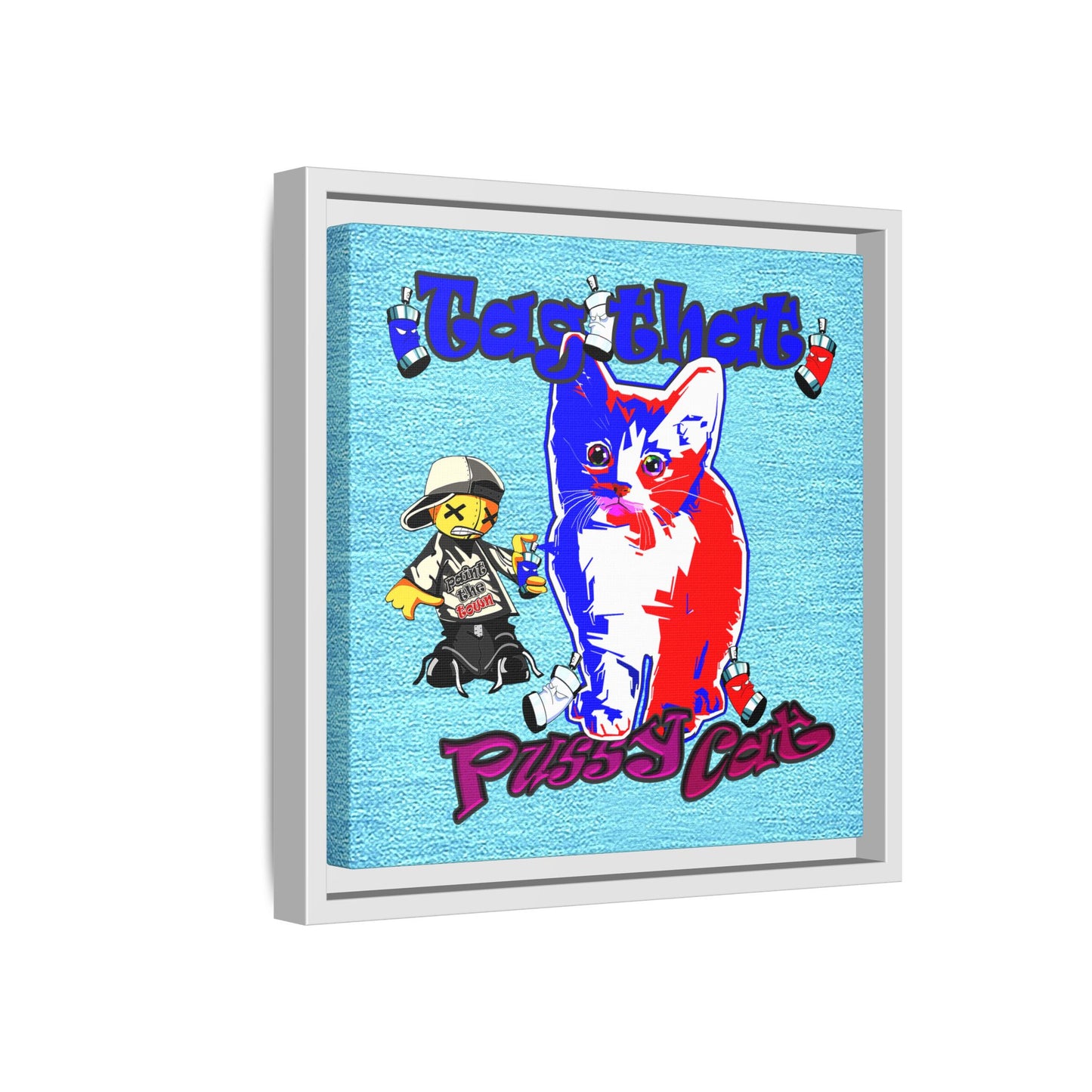tag that - framed canvas art (faded blue)