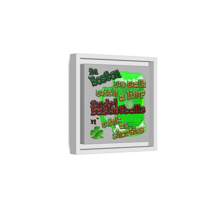 celtics logo - framed canvas art (light grey)