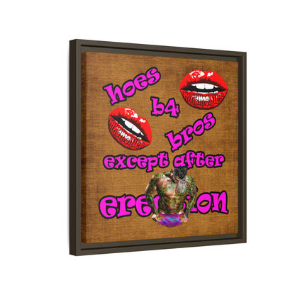 hoes b4 bros - framed canvas art (brown papyrus)