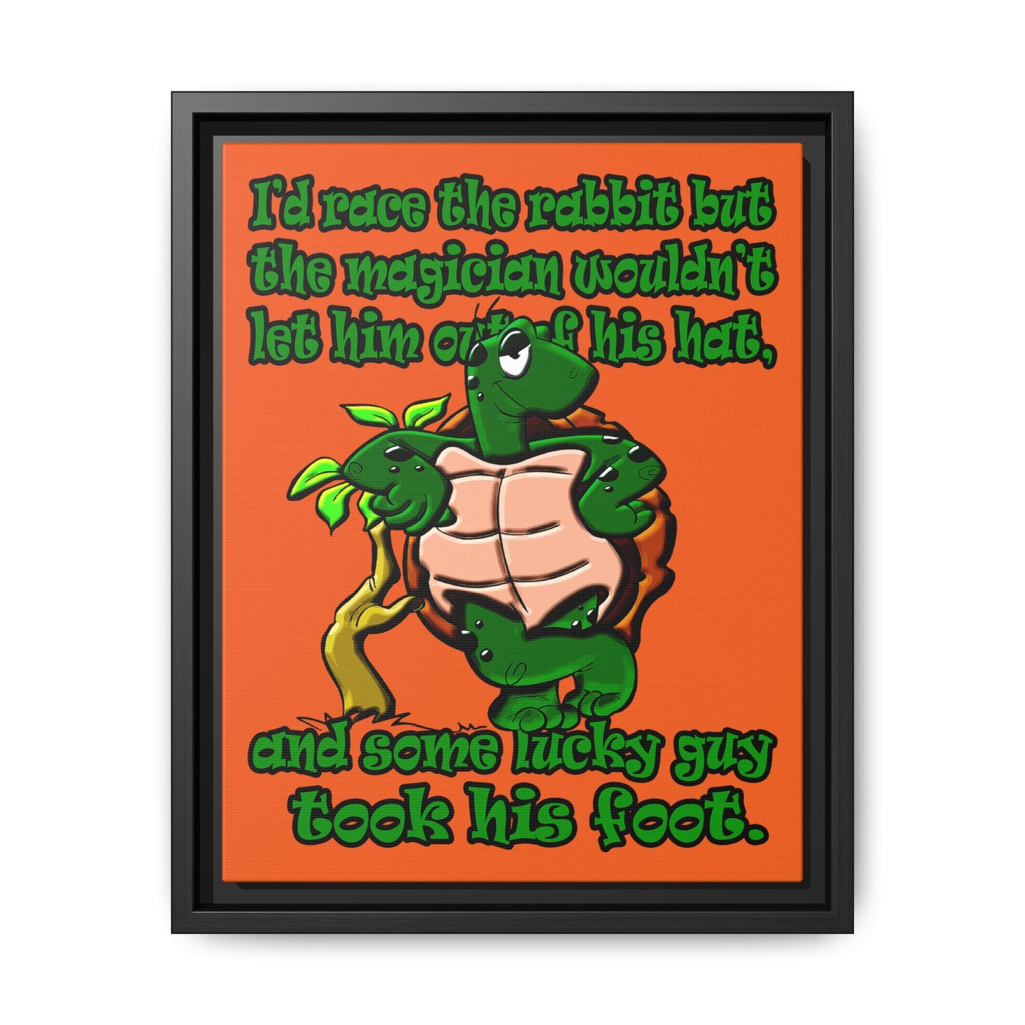 turtle race - framed canvas art (orange)