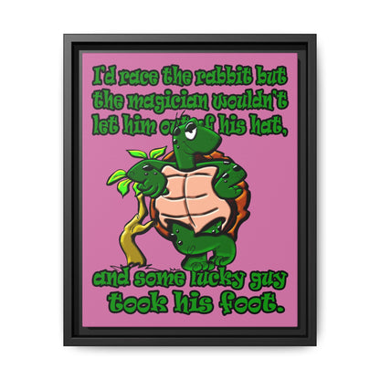 turtle race - framed canvas art (light pink)