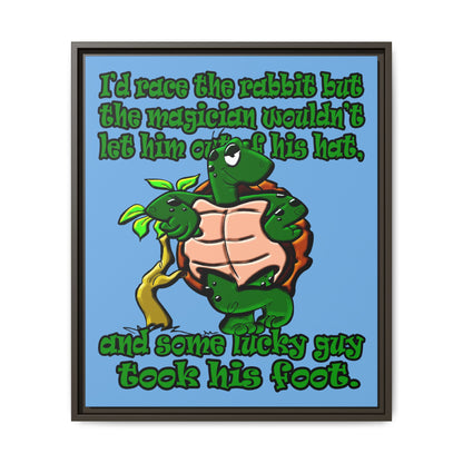 turtle race - framed canvas art (light blue)
