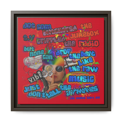 drop the beat - framed canvas art (dark red)