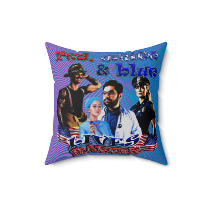 rw&b lives matter - Spun Polyester Square Pillow - (light blue-purple wave)