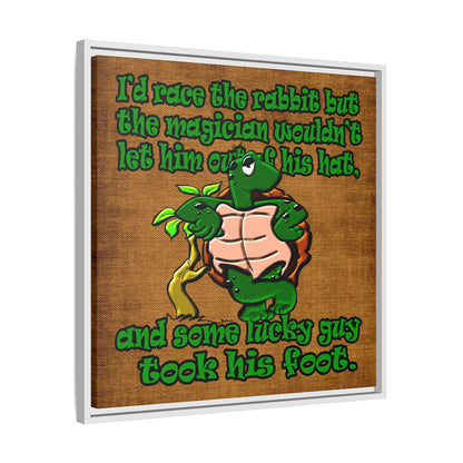 turtle race - framed canvas art (brown papyrus)