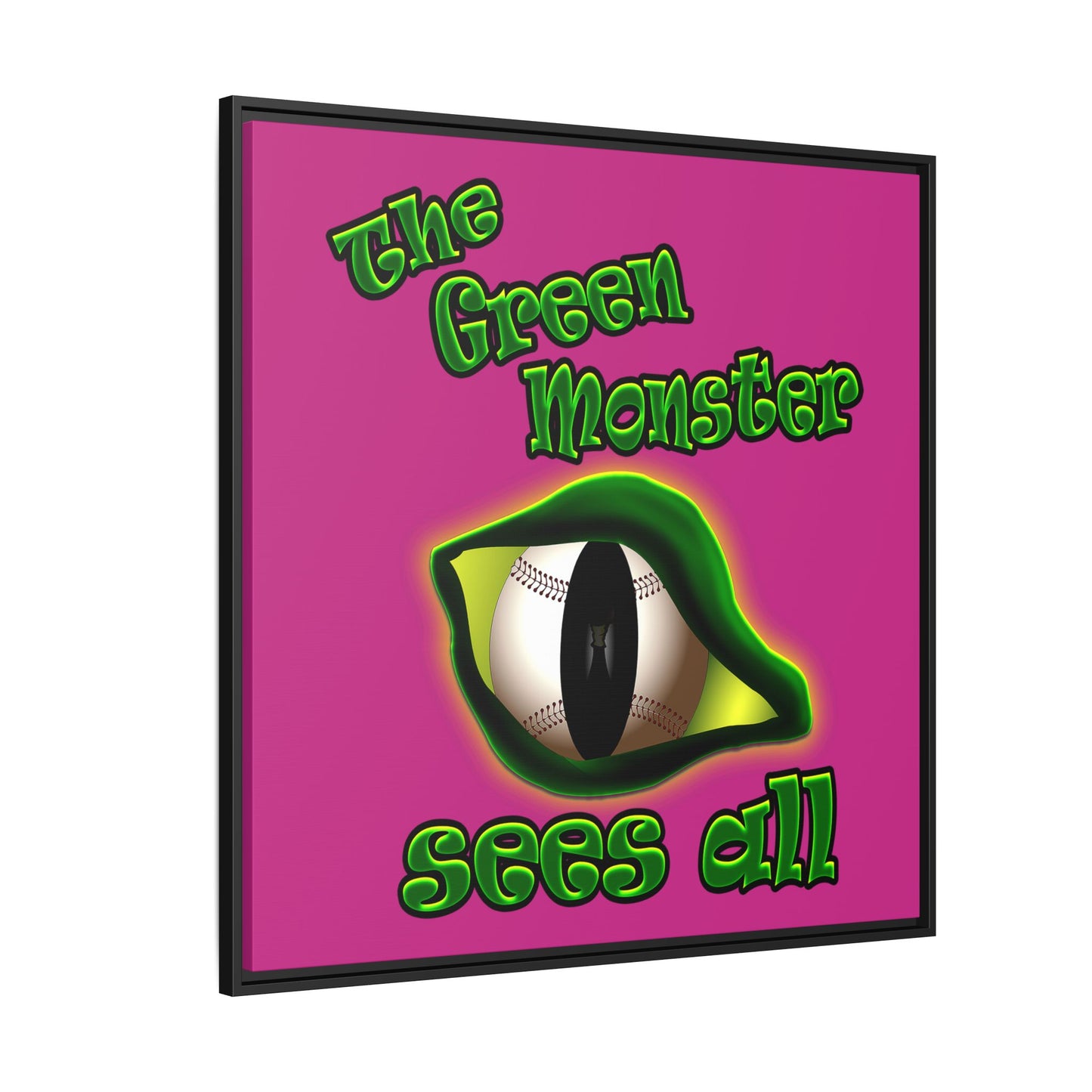 green monster - framed canvas art (pink)