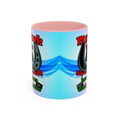 my luck - Accent Mug (light blue-pink wave)