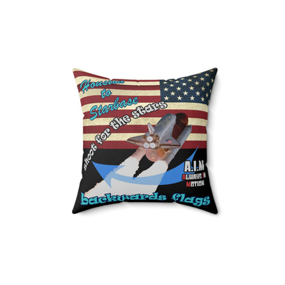shoot for the stars - Spun Polyester Square Pillow - (black)