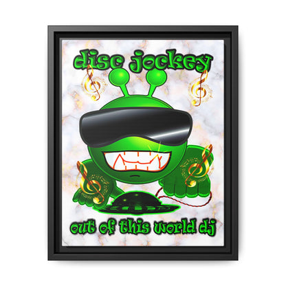 disc jockey - framed canvas art (white marble)