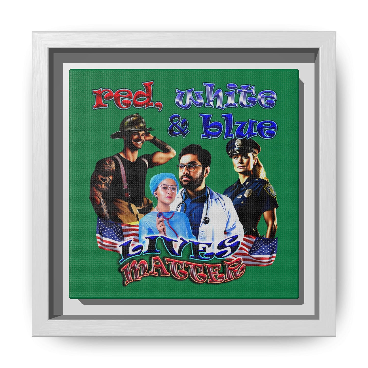 rw&b lives matter - framed canvas art (dark green)