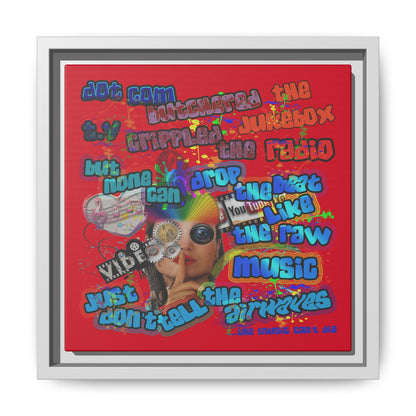 drop the beat - framed canvas art (dark red)