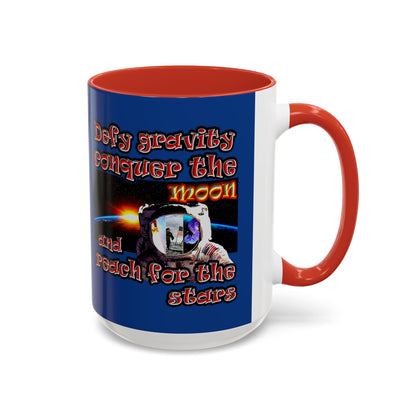 defy conquer reach - Accent Mug (dark blue)