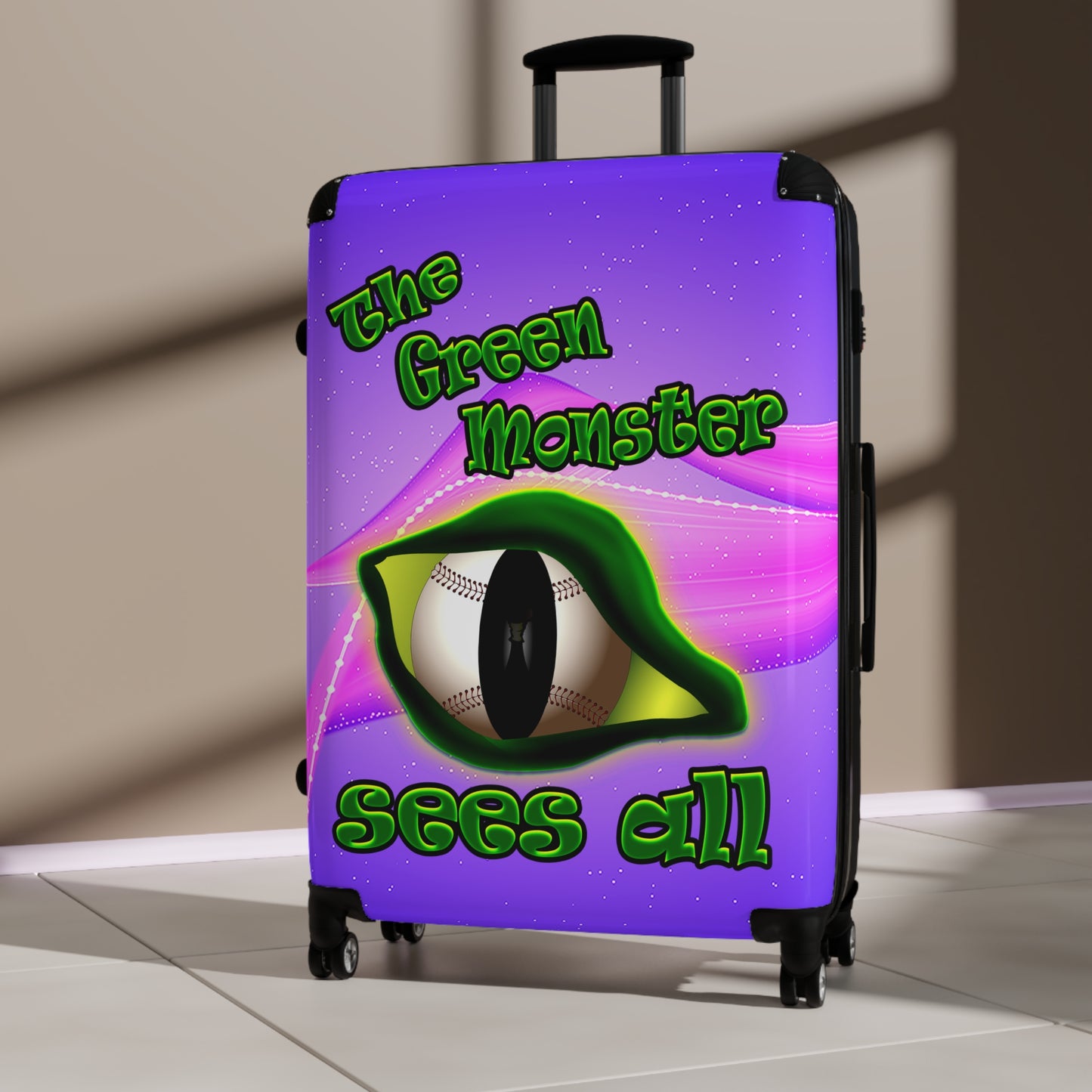green monster - Suitcase (purple-pink wave)