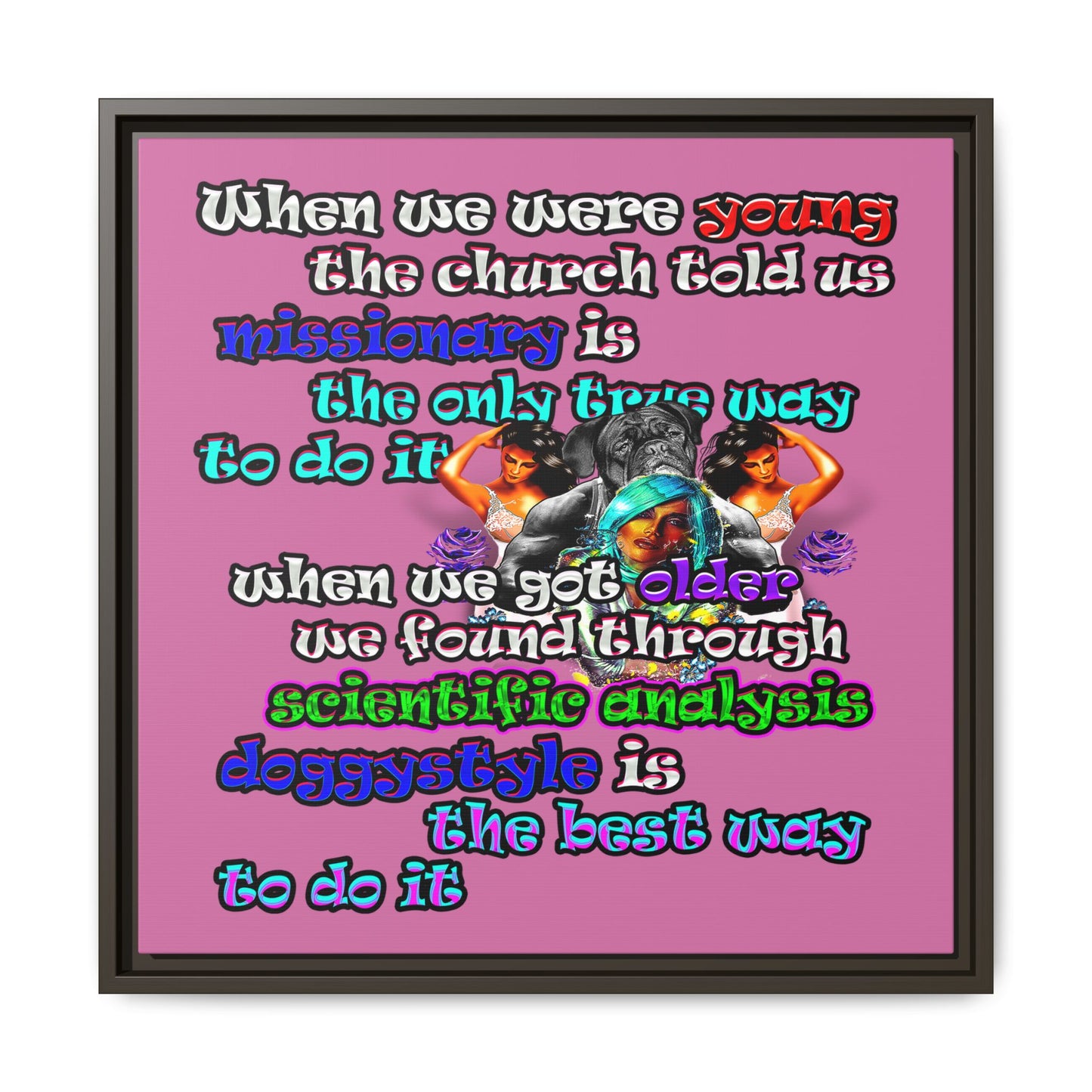 doggystyle - framed canvas art (light pink)