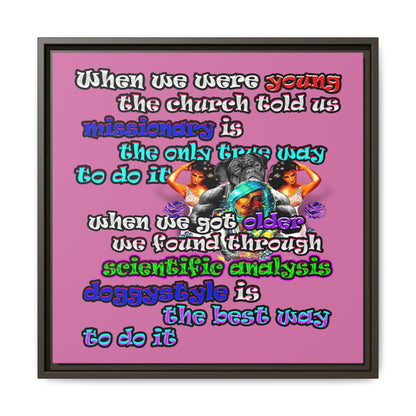 doggystyle - framed canvas art (light pink)