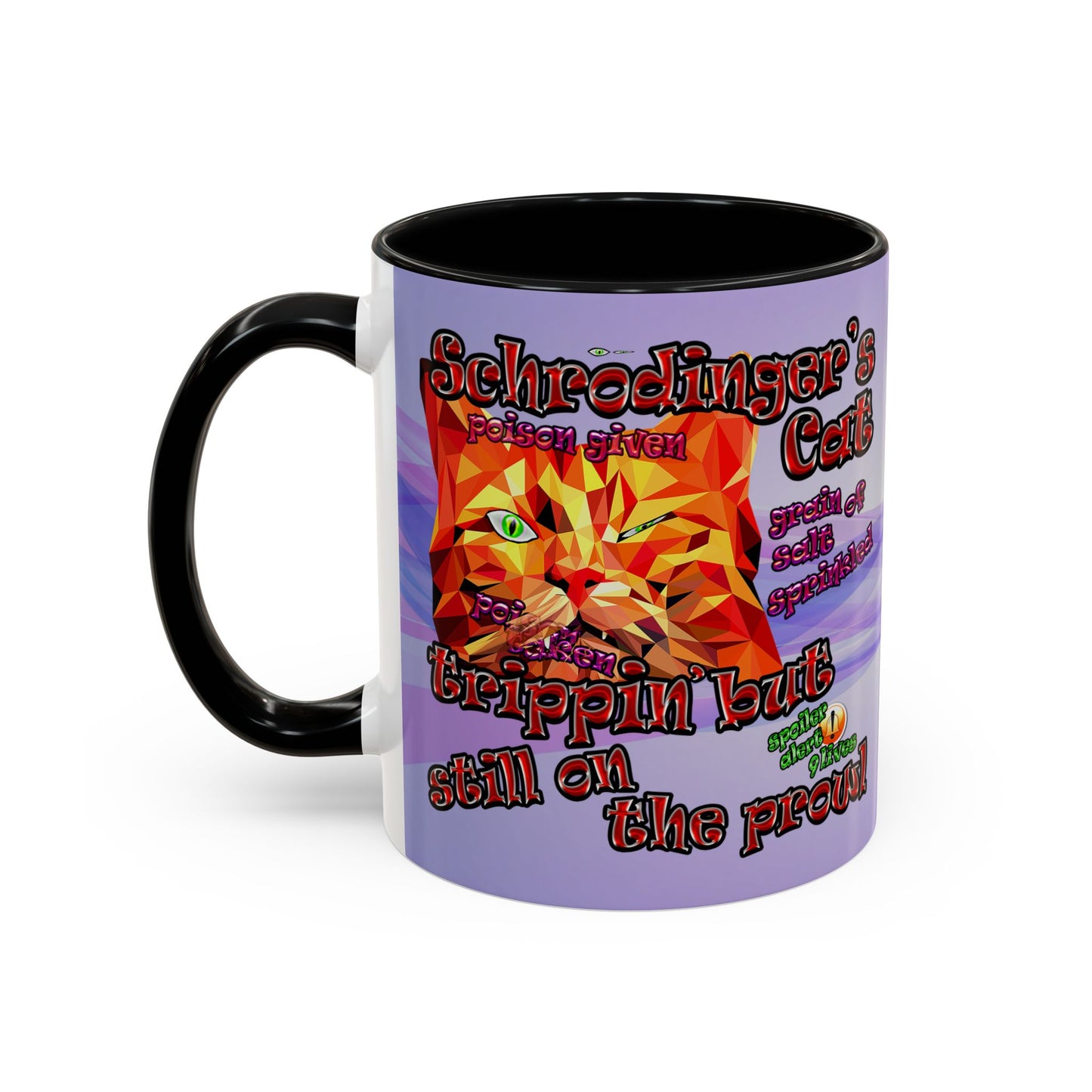 schrodinger's cat - Accent Mug (light blue-pink wave)