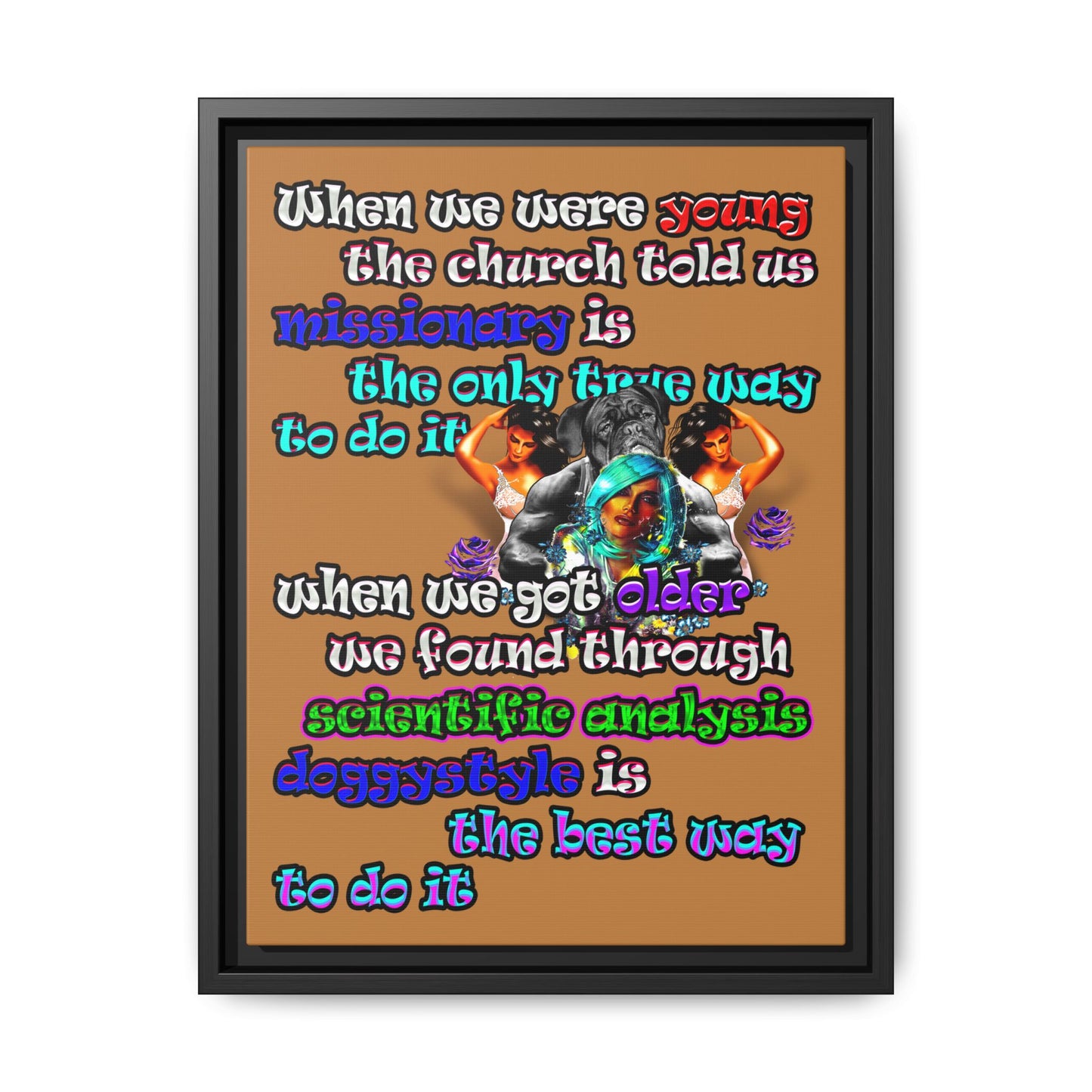 doggystyle - framed canvas art (light brown)