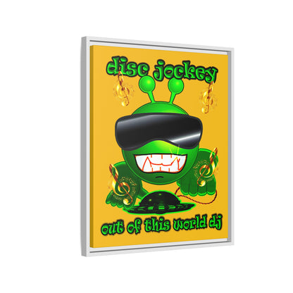 disc jockey - framed canvas art (yellow)