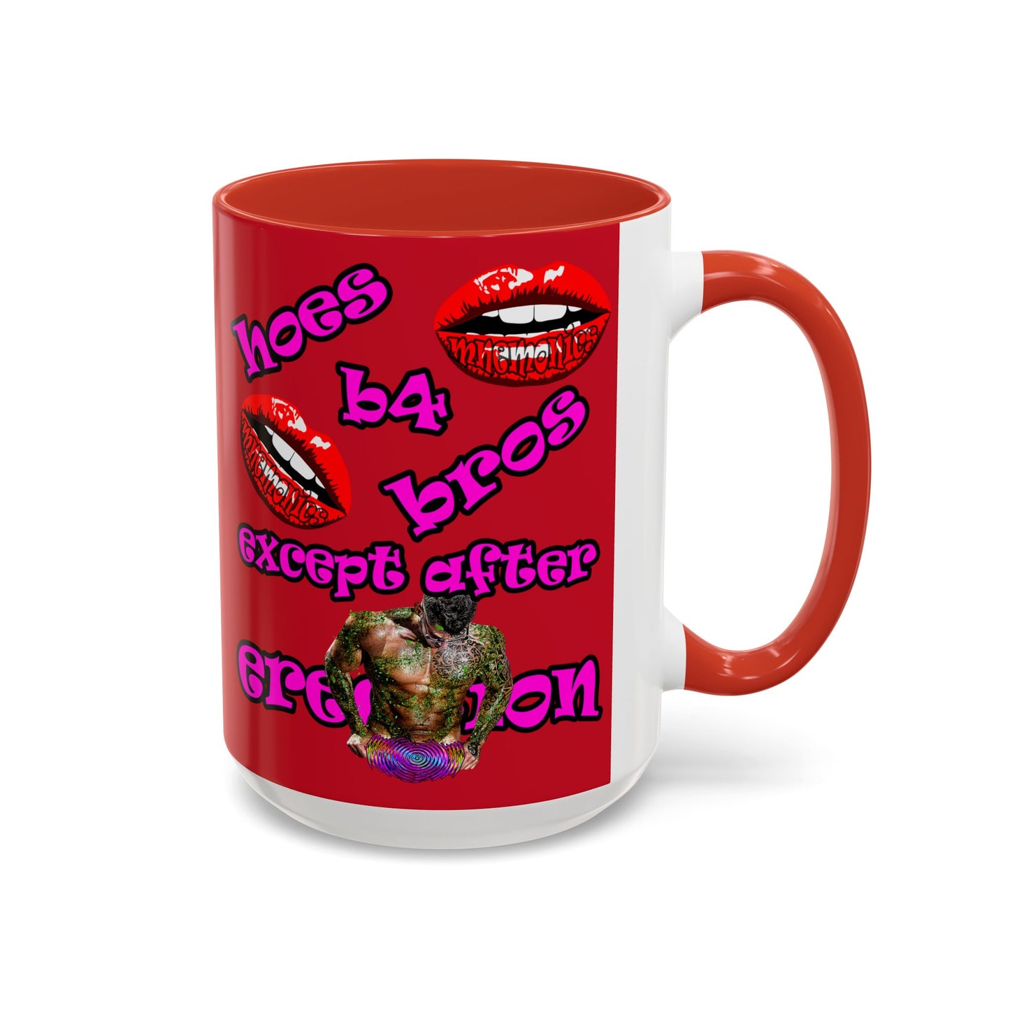 hoes b4 bros - Accent Mug (dark red)