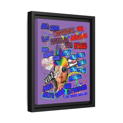 drop the beat - framed canvas art (light purple)