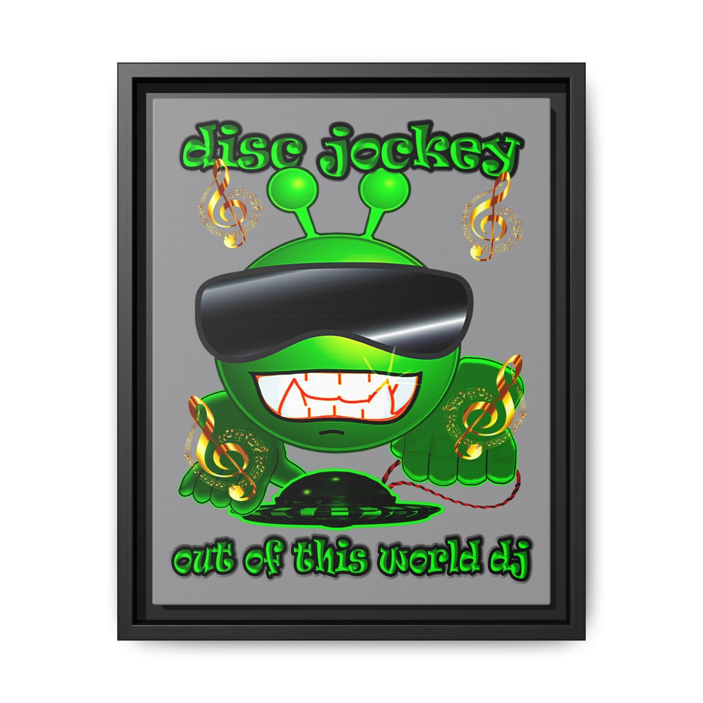 disc jockey - framed canvas art (grey)