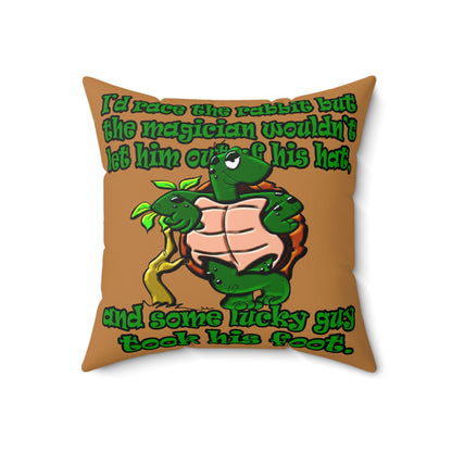 turtle race - Spun Polyester Square Pillow - (light brown)