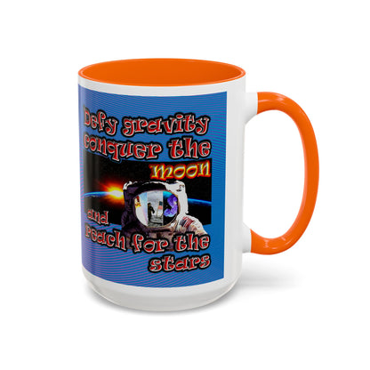 defy conquer reach - Accent Mug (light blue-purple wave)