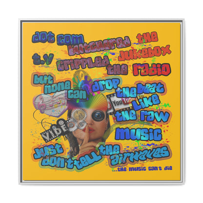 drop the beat - framed canvas art (yellow)